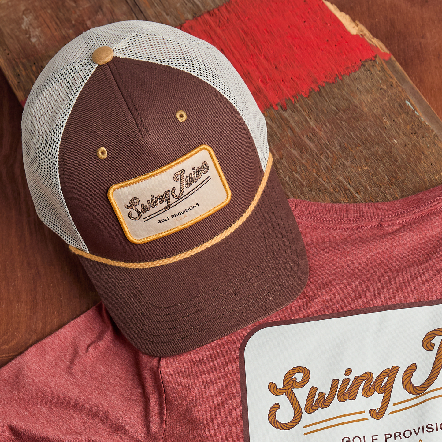 Golf Provisions Unisex Trucker Rope Hat Brown O/S by SwingJuice LLC