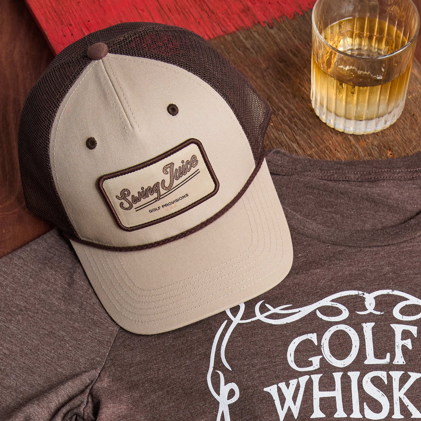 Golf Provisions Unisex Trucker Rope Hat Tan O/S by SwingJuice LLC
