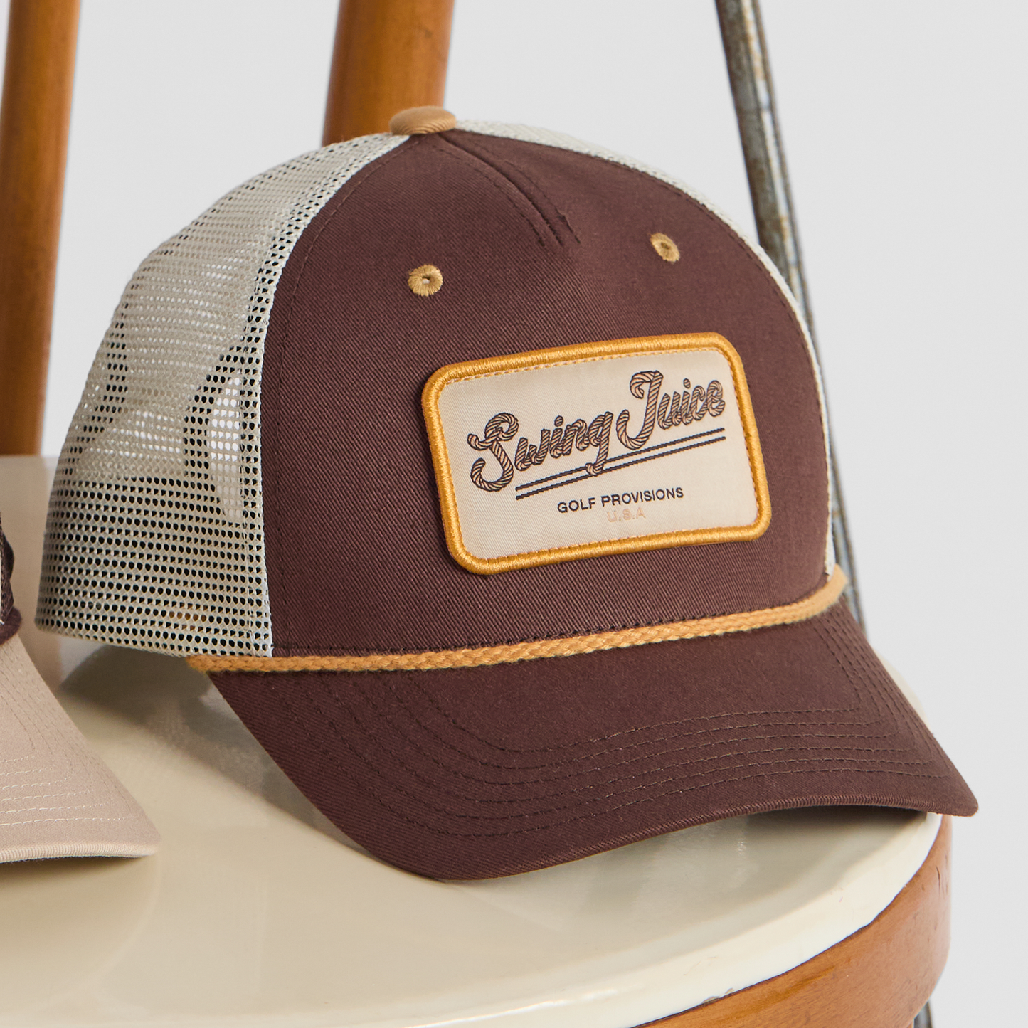 Golf Provisions Unisex Trucker Rope Hat Brown O/S by SwingJuice LLC