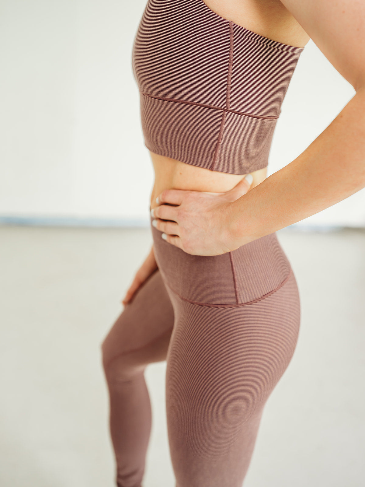 Mauve Microstripe Yoga Pants *FINAL SALE* by Colorado Threads Clothing