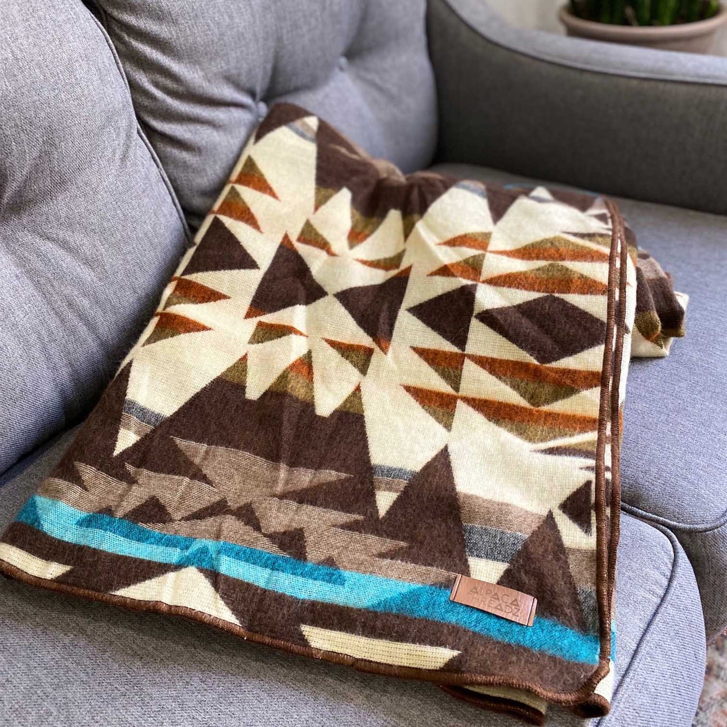 Andean Alpaca Wool Blanket - Cowboy