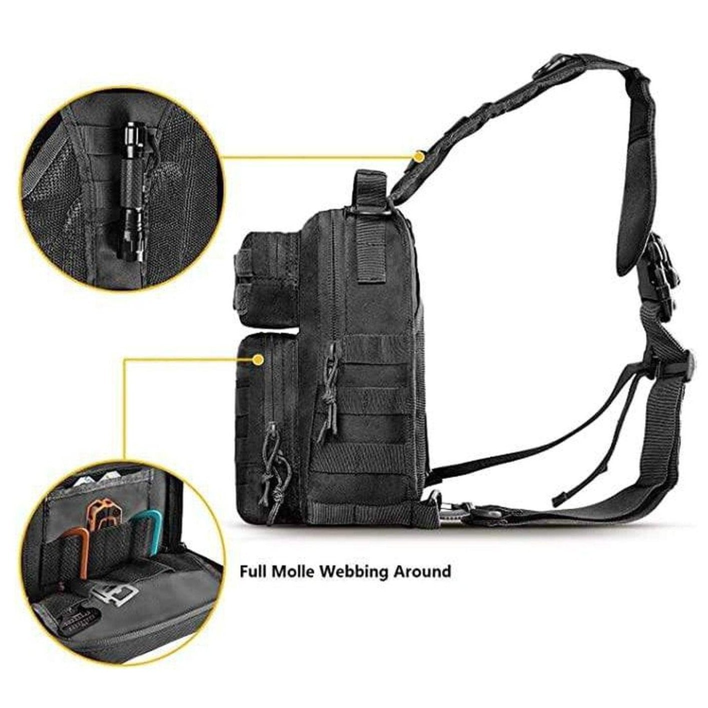 FR Fashion Co. 11" Men's MOLLE Tactical Crossbody Sling Bag - FR Fashion Co.