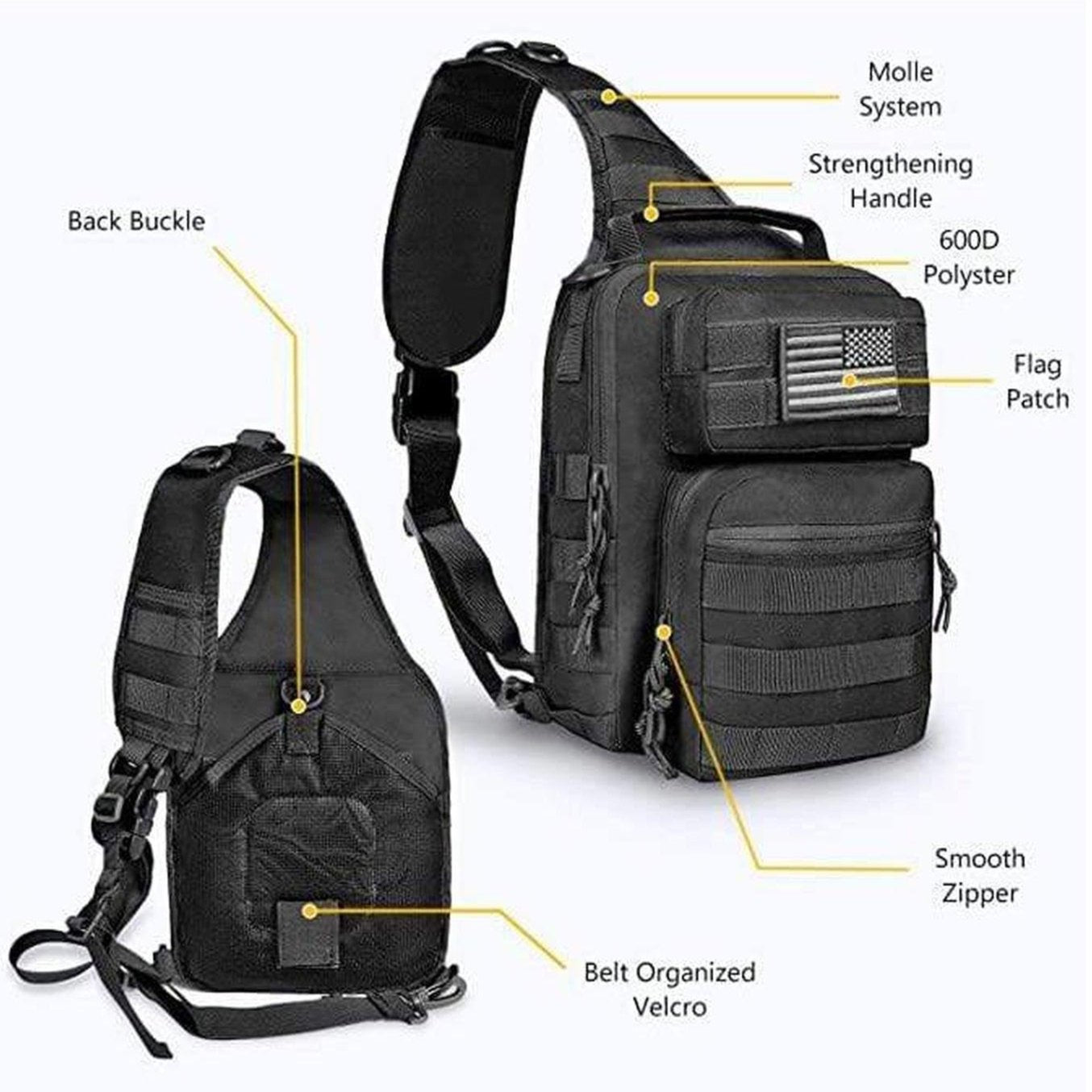 FR Fashion Co. 11" Men's MOLLE Tactical Crossbody Sling Bag - FR Fashion Co.