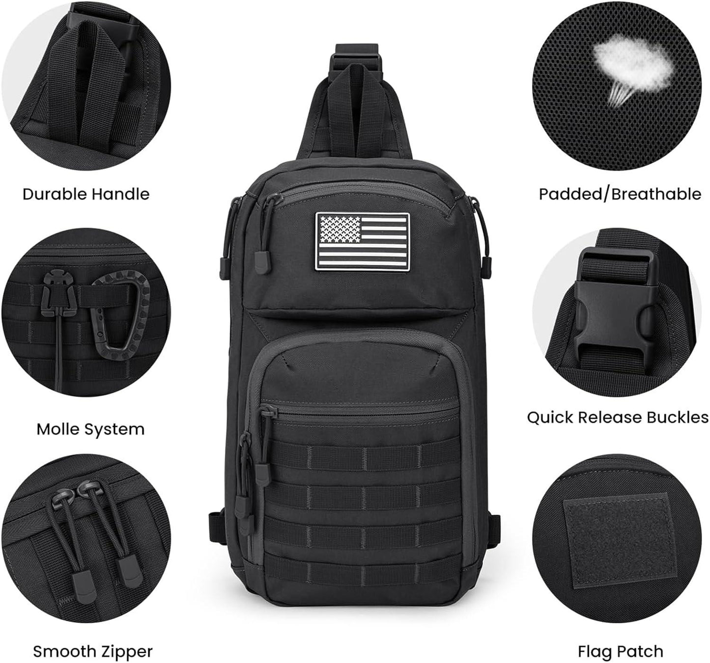 FR Fashion Co. 16" Men's 10L MOLLE Tactical Sling Backpack - FR Fashion Co.