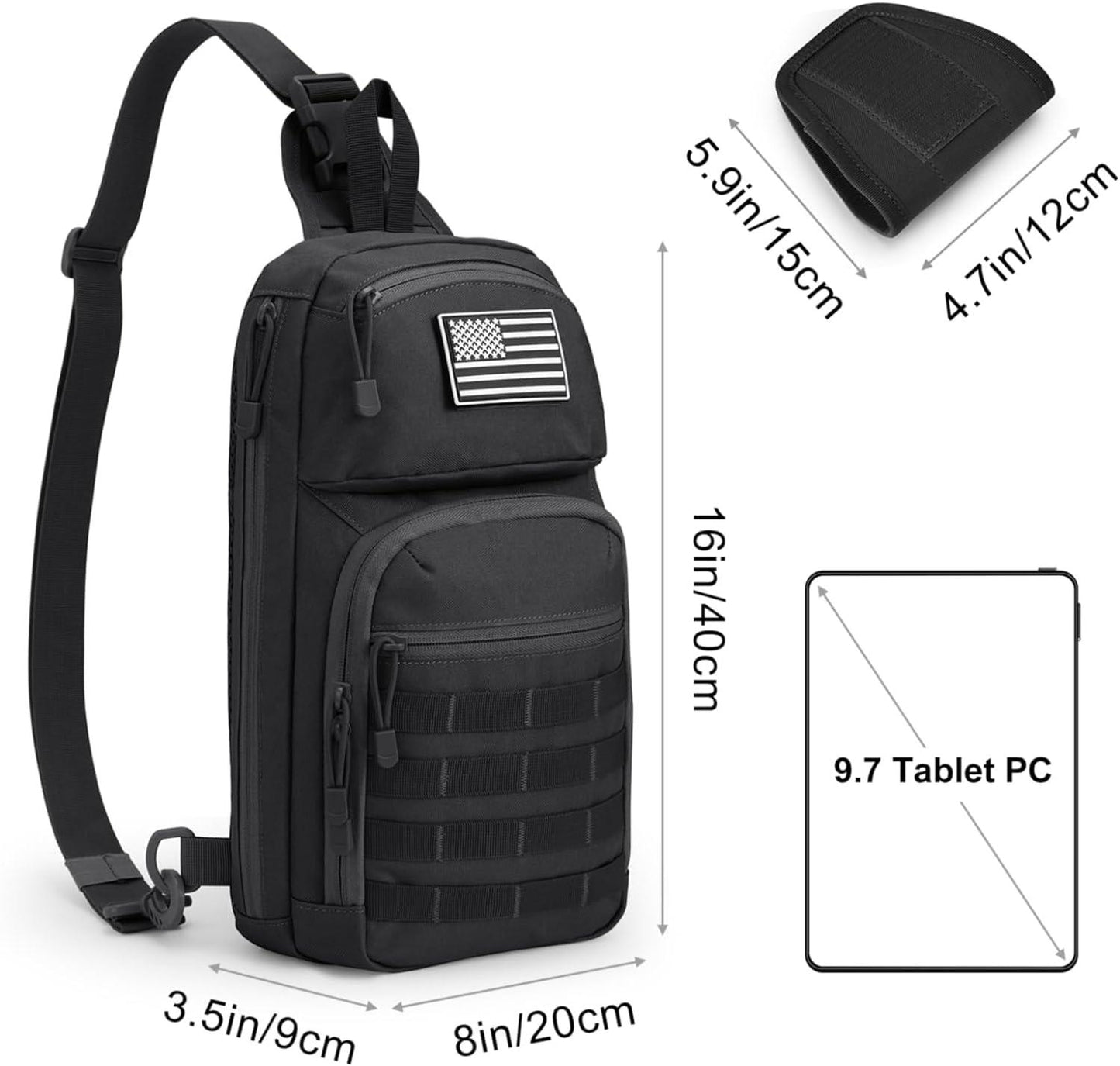 FR Fashion Co. 16" Men's 10L MOLLE Tactical Sling Backpack - FR Fashion Co.