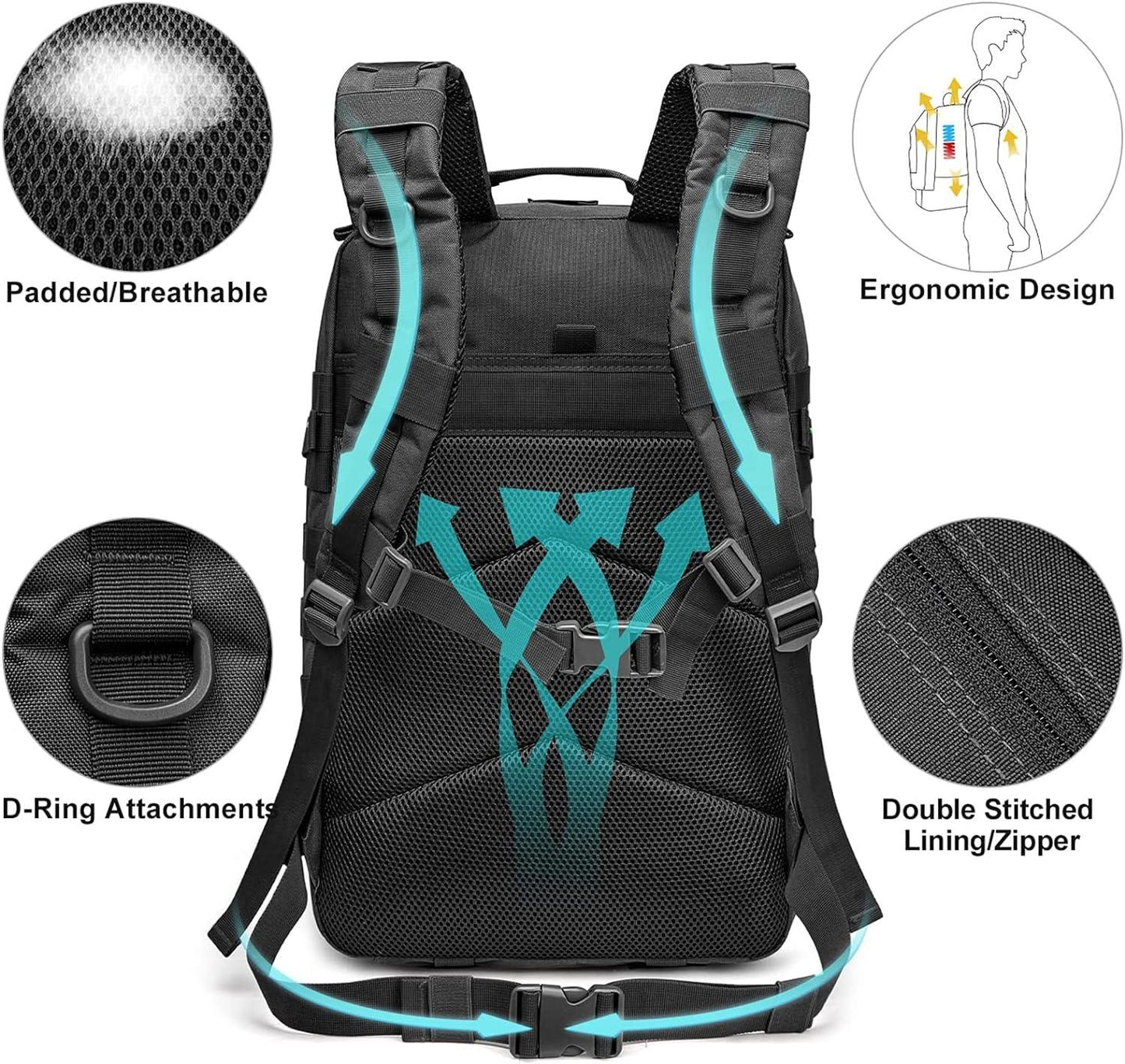 FR Fashion Co. 18" Men's 40L Tactical MOLLE Backpack - FR Fashion Co.