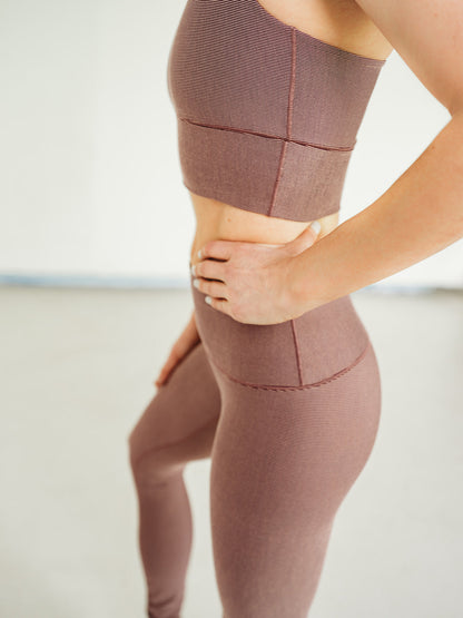 Mauve Microstripe Yoga Pants  *FINAL SALE* by Colorado Threads Clothing