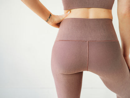 Mauve Microstripe Yoga Pants  *FINAL SALE* by Colorado Threads Clothing