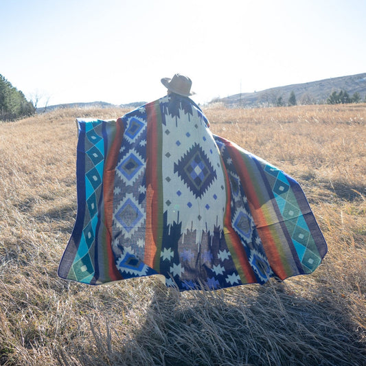 Andean Alpaca Wool Blanket - Ocean Breeze