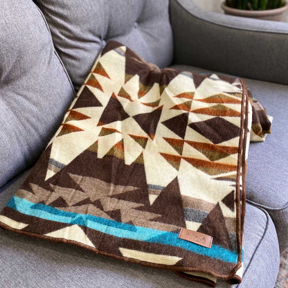 Andean Alpaca Wool Blanket - Cowboy